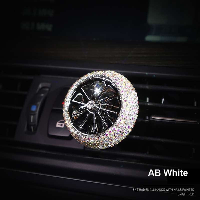 Abs Diamonds Bling Bling 1pcs Car Air-Purify Clip Auto Air Out Perfume Clip - AB White