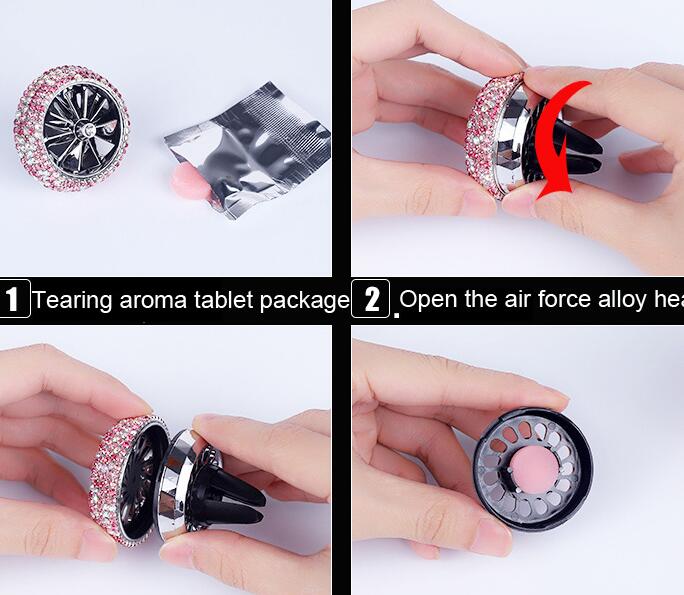 Abs Diamonds Bling Bling 1pcs Car Air-Purify Clip Auto Air Out Perfume Clip - Pink