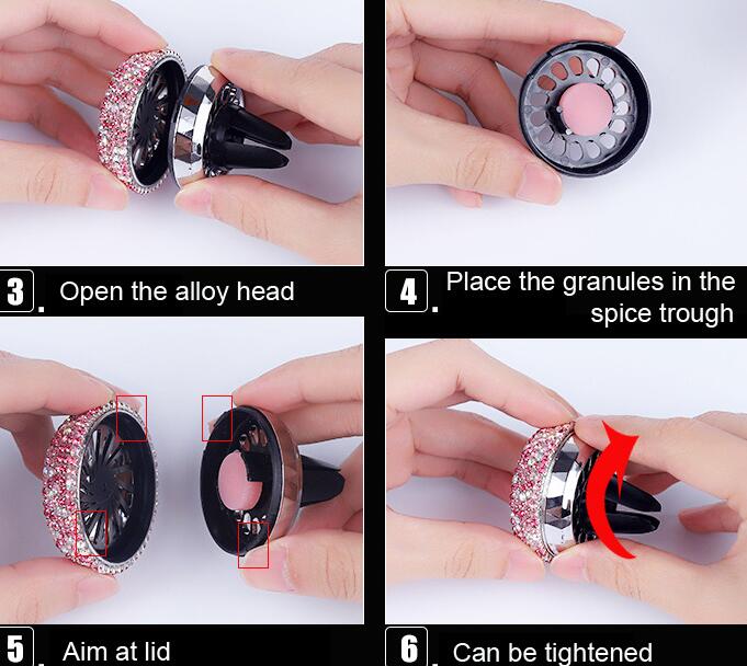 Abs Diamonds Bling Bling 1pcs Car Air-Purify Clip Auto Air Out Perfume Clip - Pink