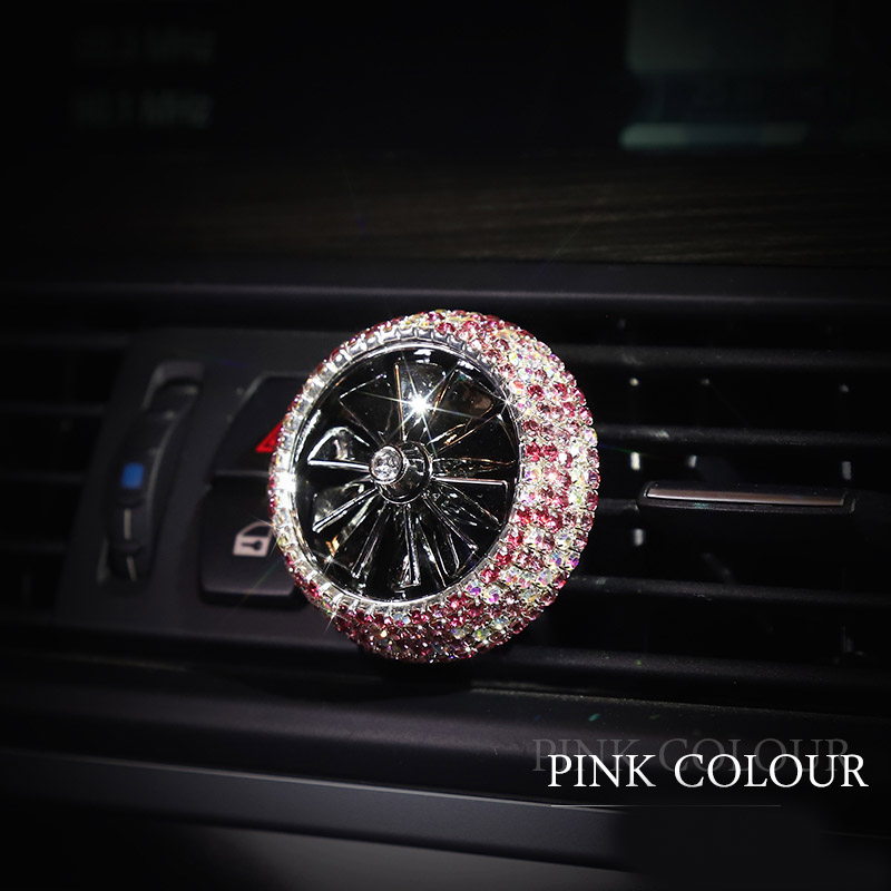Abs Diamonds Bling Bling 1pcs Car Air-Purify Clip Auto Air Out Perfume Clip - Pink
