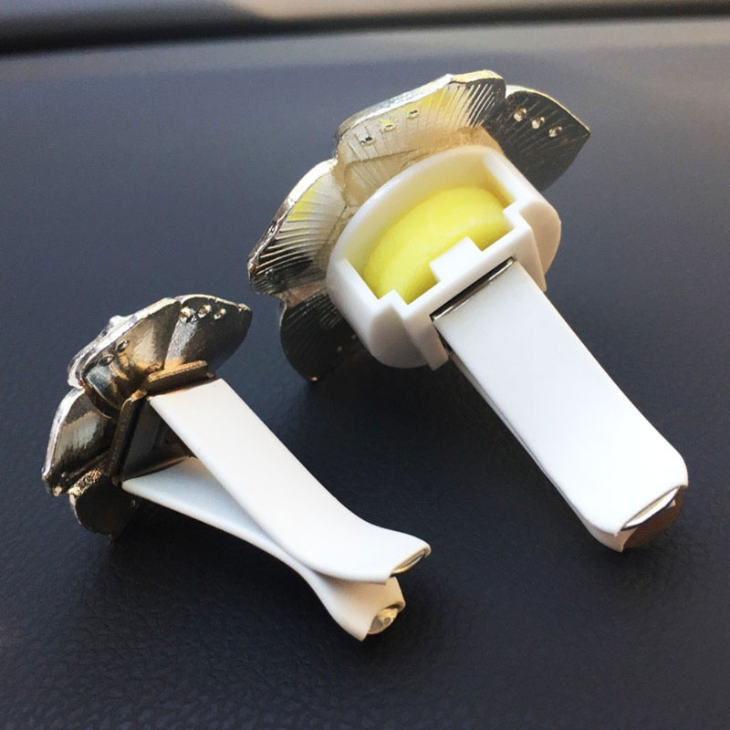Abs Metal Beautiful Gorgeous Camellia 2pcs Car Air-Purify Clip Auto Air Out Perfume Clip - Pink