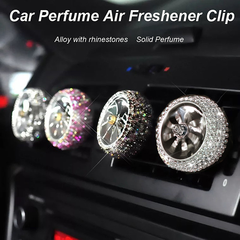 Alloy Crystal Bling Bling 1pcs Car Air-Purify Clip Auto Air Out Perfume Clip - Pink