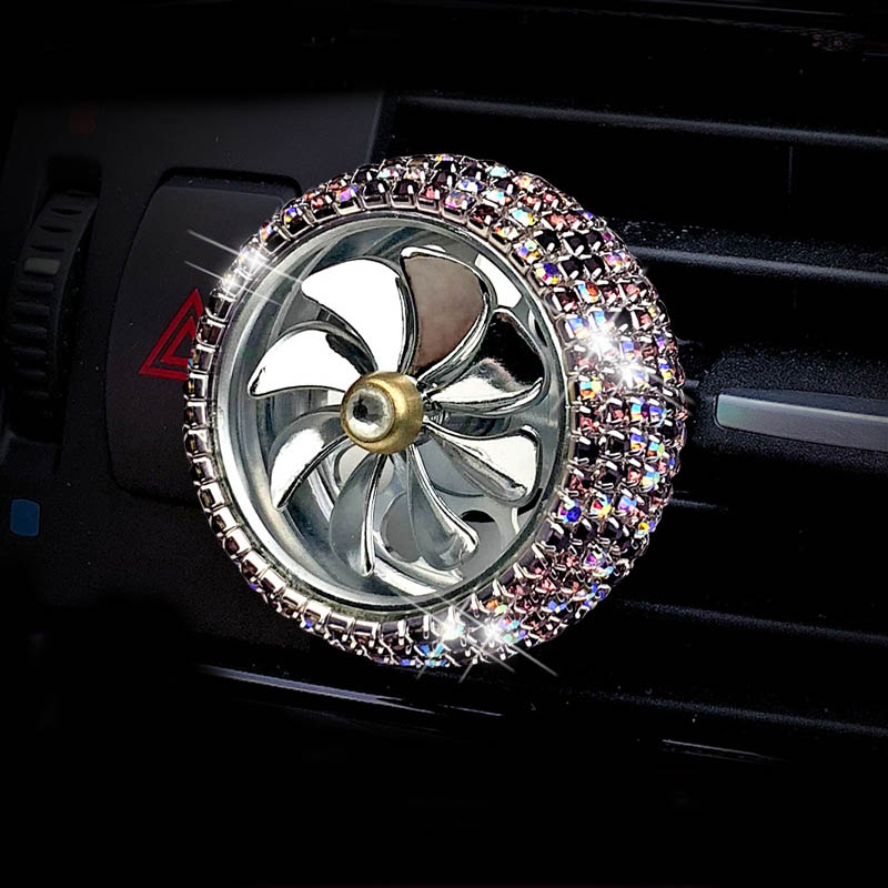 Alloy Crystal Bling Bling 1pcs Car Air-Purify Clip Auto Air Out Perfume Clip - Purple