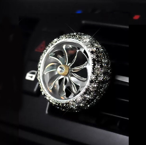 Alloy Crystal Bling Bling 1pcs Car Air-Purify Clip Auto Air Out Perfume Clip - White Black