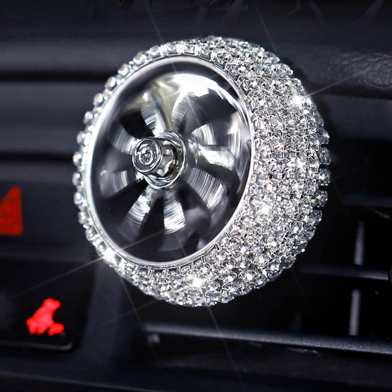Alloy Crystal Bling Bling 1pcs Car Air-Purify Clip Auto Air Out Perfume Clip - White