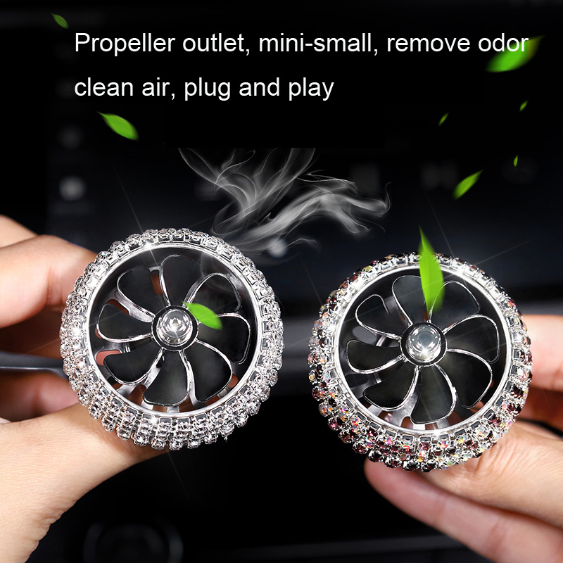 Alloy Crystal Bling Bling 1pcs Car Air-Purify Clip Auto Air Out Perfume Clip - White
