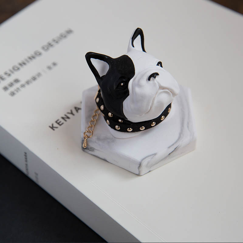 Cute Ornaments French Bulldog Car Decoration Air Freshener Solid Perfume Black White Dog - White Black