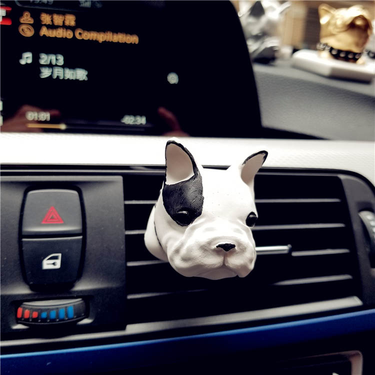 Cute Ornaments French Bulldog Car Decoration Air Freshener Solid Perfume Dog - Black White