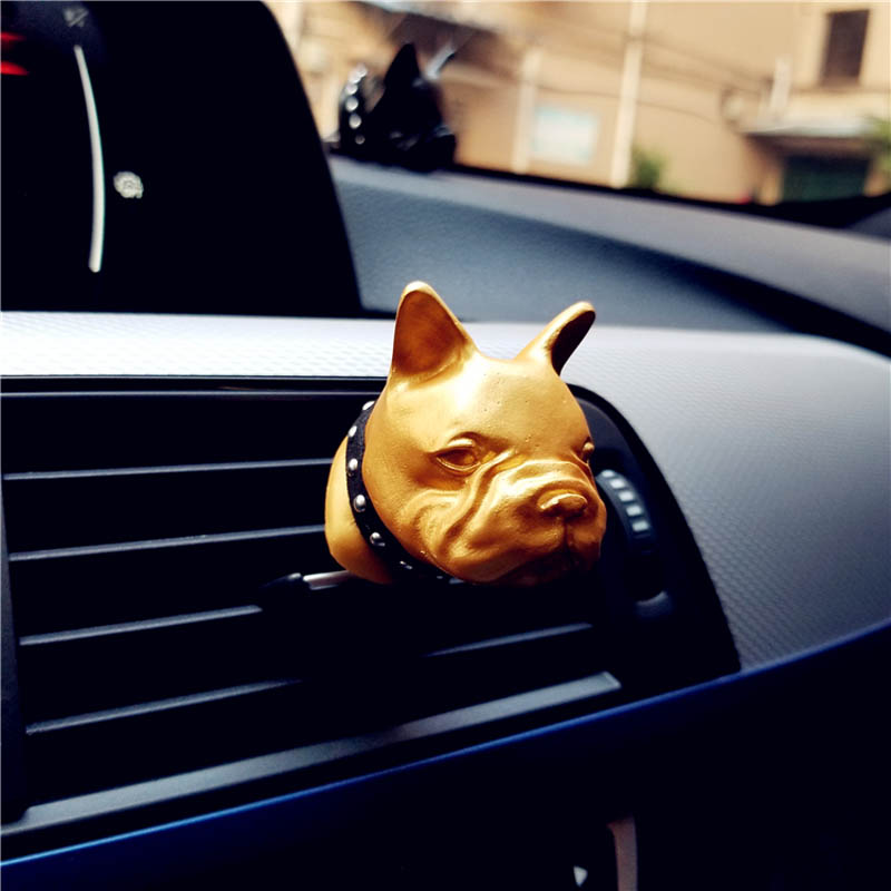 Cute Ornaments French Bulldog Car Decoration Air Freshener Solid Perfume Dog - Gold