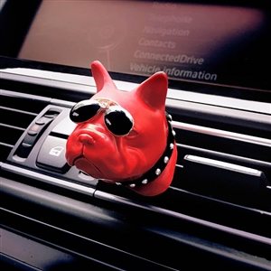 Cute Ornaments French Bulldog Car Decoration Air Freshener Solid Perfume Dog With Sunglasses - Red