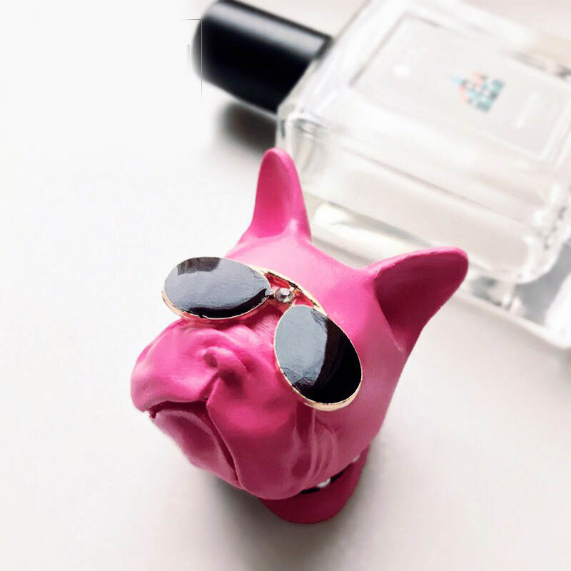 Cute Ornaments French Bulldog Car Decoration Air Freshener Solid Perfume Dog With Sunglasses - Rose