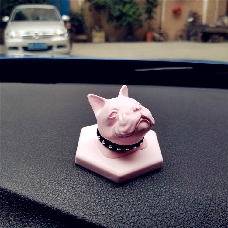 Cute Ornaments French Bulldog Car Decoration Air Freshener Solid Perfume Pink Dog - White Pink