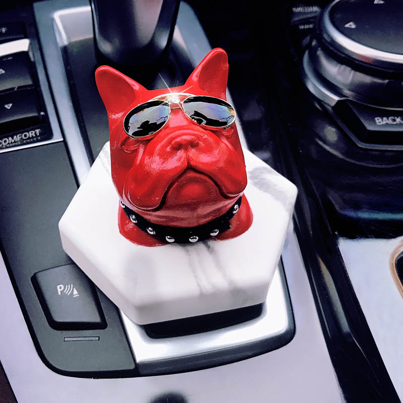 Cute Ornaments French Bulldog Car Decoration Air Freshener Solid Perfume Red Dog With Glasses - White Red