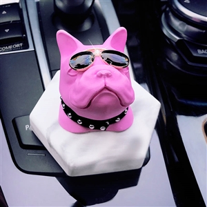 Cute Ornaments French Bulldog Car Decoration Air Freshener Solid Perfume Rose Dog With Glasses - White Rose