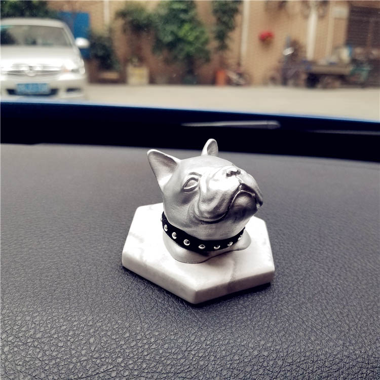Cute Ornaments French Bulldog Car Decoration Air Freshener Solid Perfume Silver Dog - White Silver