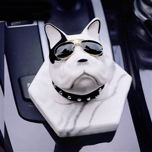 Cute Ornaments French Bulldog Car Decoration Air Freshener Solid Perfume White Dog With Glasses - White