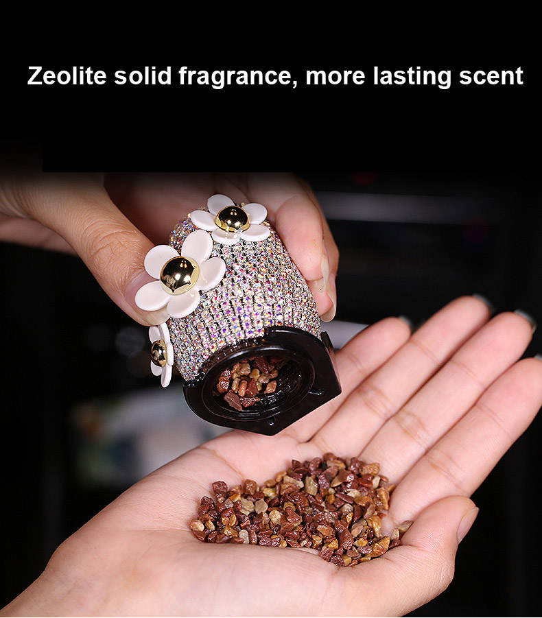 Daisy Crystal Bling Bling 1pcs Auto Air-Purify Clip Auto Air Out Perfume Clip - AB White