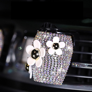 Daisy Crystal Bling Bling 1pcs Auto Air-Purify Clip Auto Air Out Perfume Clip - AB White