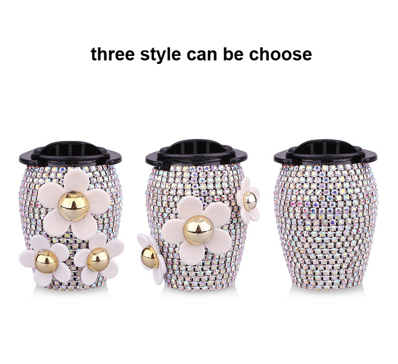 Daisy Crystal Bling Bling 1pcs Auto Air-Purify Clip Auto Air Out Perfume Clip - AB White