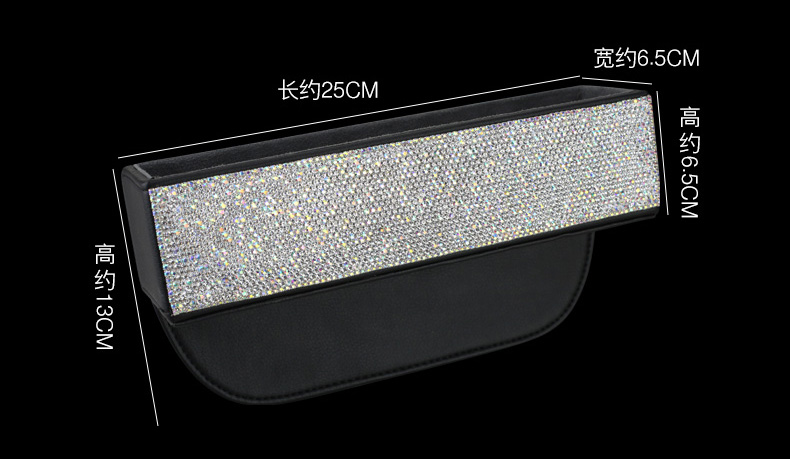 Diamonds Bling Bling 1pcs Auto Storage Bucket Crevice Storage Box Car Storage Bag - Black White