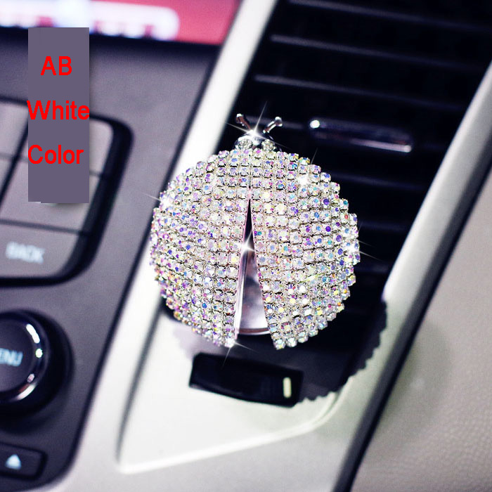 Diamonds Bling Bling 1pcs Car Air-Purify Clip Auto Air Out Perfume Clip - AB White