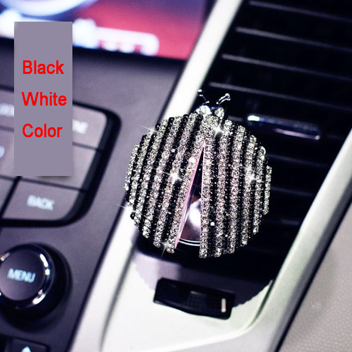 Diamonds Bling Bling 1pcs Car Air-Purify Clip Auto Air Out Perfume Clip - Black White