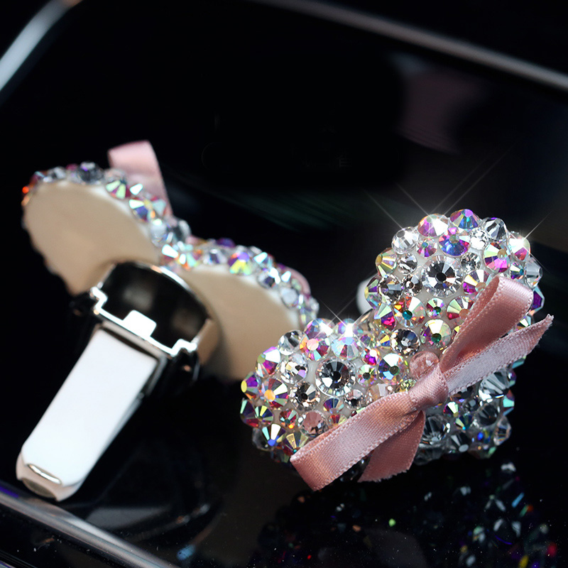 Heart Crystal Bling Bling 1pcs Auto Air-Purify Clip Auto Air Out Perfume Clip - White