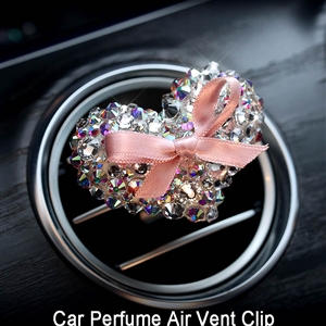 Heart Crystal Bling Bling 1pcs Auto Air-Purify Clip Auto Air Out Perfume Clip - White