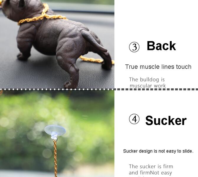 Resin Metal Cool Car Ornaments French Bulldog Car Decoration Smoking Dog With Sunglasses - Brown