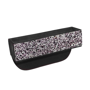 Beautiful 1pcs Crystal Car Storage Bucket Leather Storage Box Diamond Auto Storage Bag - Black Purple
