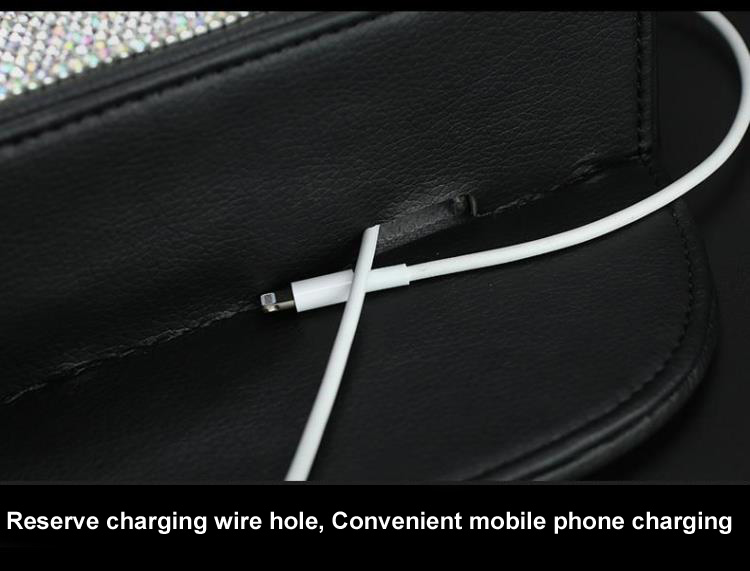 Gorgeous 1pcs Crystal Car Storage Bucket Leather Storage Box Diamond Auto Storage Bag - Pink