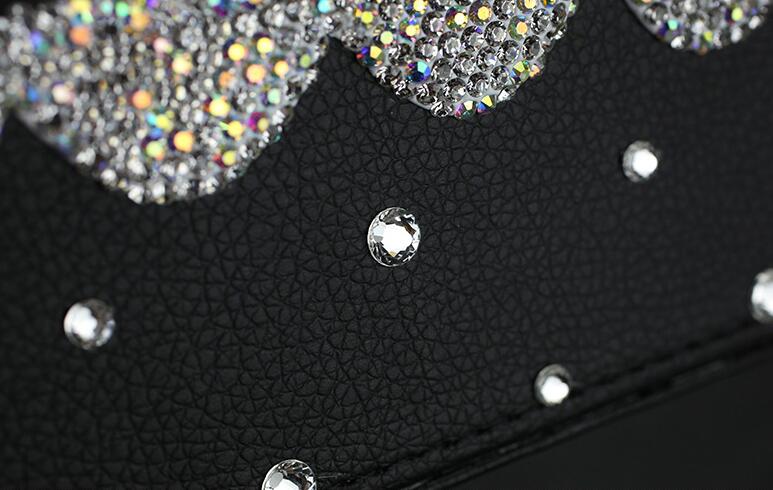 Gorgeous 1pcs Crystal Car Storage Bucket Leather Storage Box Diamond Auto Storage Bag - White