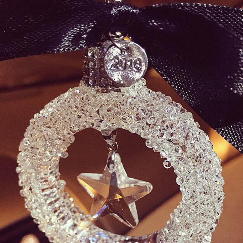 Hanging Pendant Bowknot Star Gorgeous Bling Bling Diamonds Crystal Car Pendant Car Interior Decoration - White