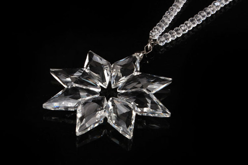 Hanging Pendant Snowflake Brilliant Bling Bling Crystal Car Pendant Car Interior Decoration - White