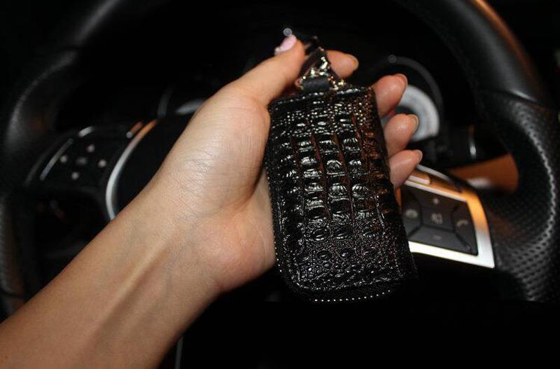 Luxurious Beautiful Gorgeous Genuine Leather Auto Key Bags Key Chain - Black