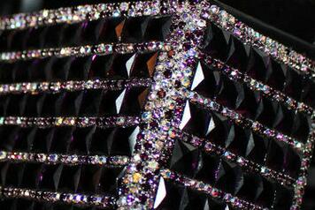 Nice 1pcs Crystal Car Storage Bucket Leather Storage Box Diamond Auto Storage Bag - Purple