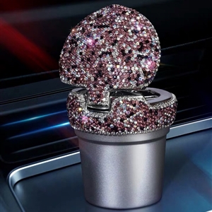 Portable Car Ashtray Crystal Bling Bling Car Ash Tray Storage Cup Holder for Girls Woman - Purple