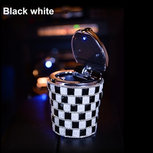 Portable Auto Ashtray with Led Light Crystal Bling Bling Car Ash Tray Storage Cup Holder for Girls Woman - Black