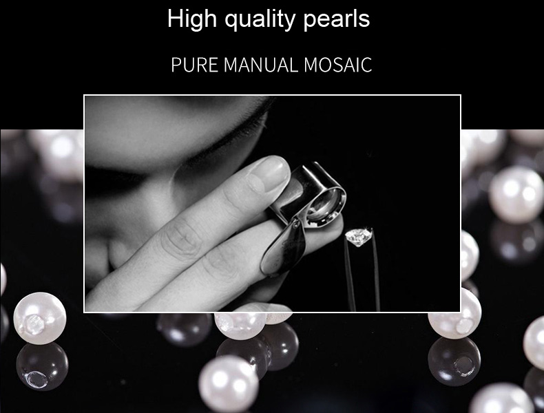 Pretty Cute Pearls Universal Bling Leather Auto Key Bags Key Chain - Black