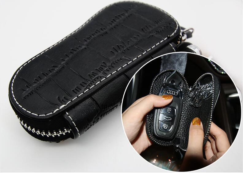 Pretty Cute Pearls Universal Bling Leather Auto Key Bags Key Chain - Black