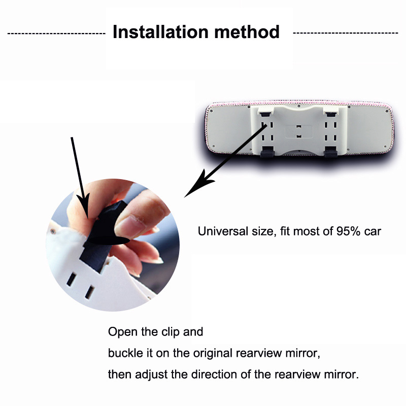 Pretty Flower Bling Bling Diamonds Crystal Car Rearview Mirror Auto Brilliant Rearview Mirror - Purple