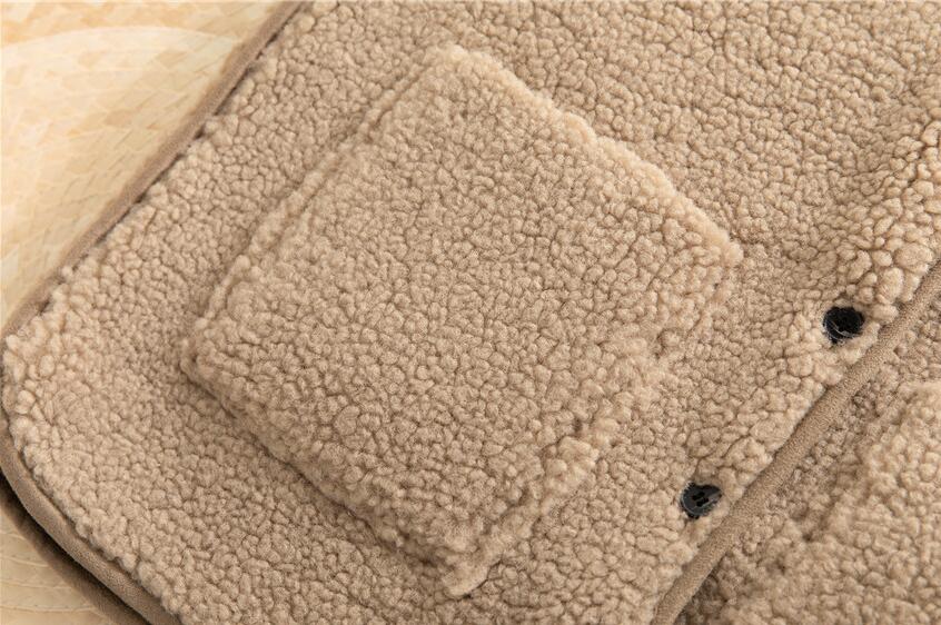 Cheap Classic pocket Faux Fox Fur Vests Fashion Women Overcoat - Apricot