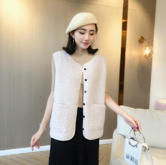 Cheap Classic pocket Faux Fox Fur Vests Fashion Women Overcoat - White