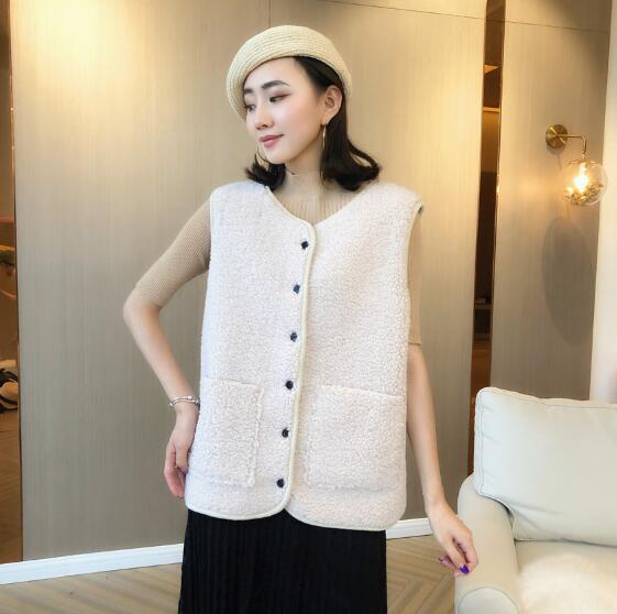 Cheap Classic pocket Faux Fox Fur Vests Fashion Women Overcoat - White