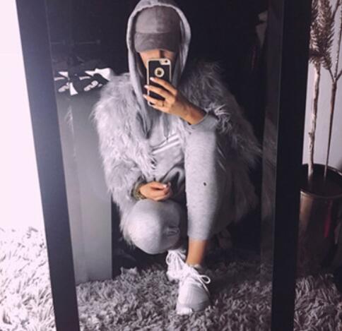 Cheap Cool Faux Fox Fur Overcoat Fashion Women Coat - Grey