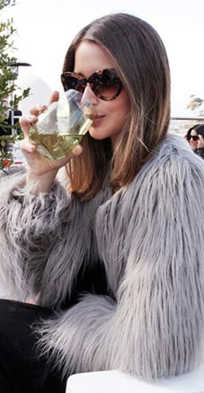 Cheap Cool Faux Fox Fur Overcoat Fashion Women Coat - Grey