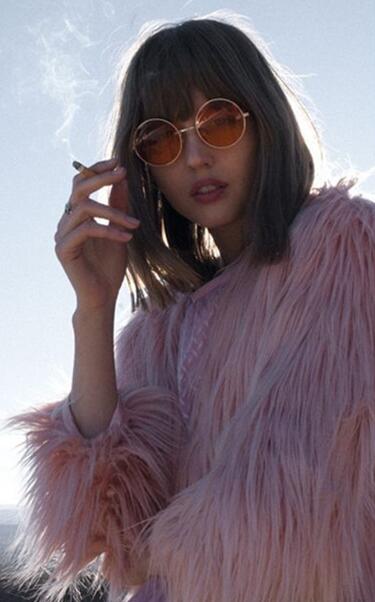 Cheap Cool Faux Fox Fur Overcoat Fashion Women Coat - Pink 01