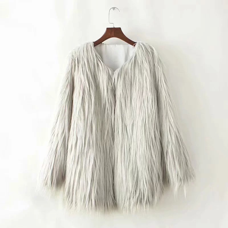 Cheap Cool Faux Fur Overcoat Fashion Women Coat - Green