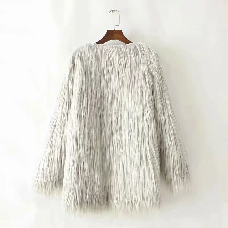 Cheap Cool Faux Fur Overcoat Fashion Women Coat - Green