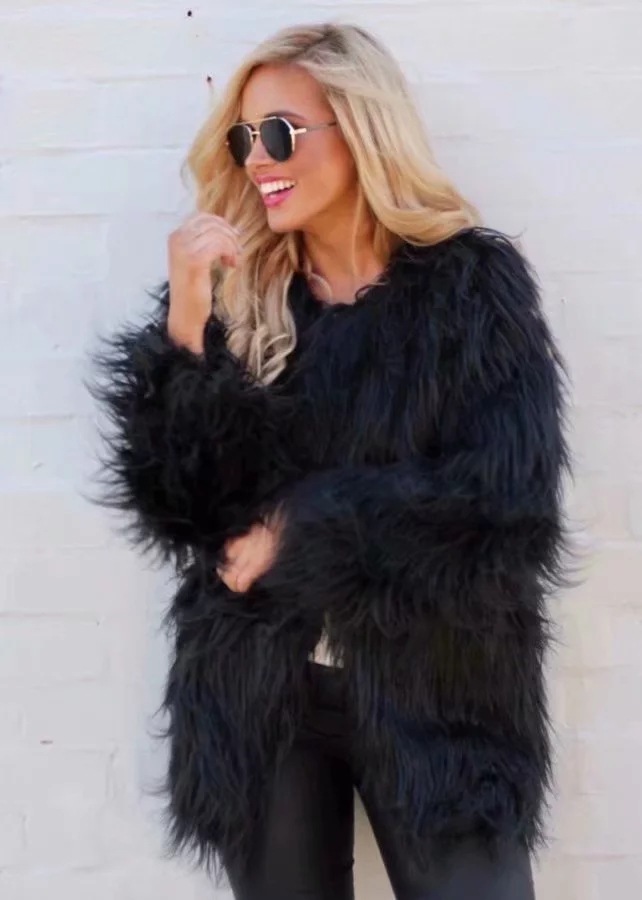 Cheap Cool Faux Fur Overcoat Fashion Women Coat - White
